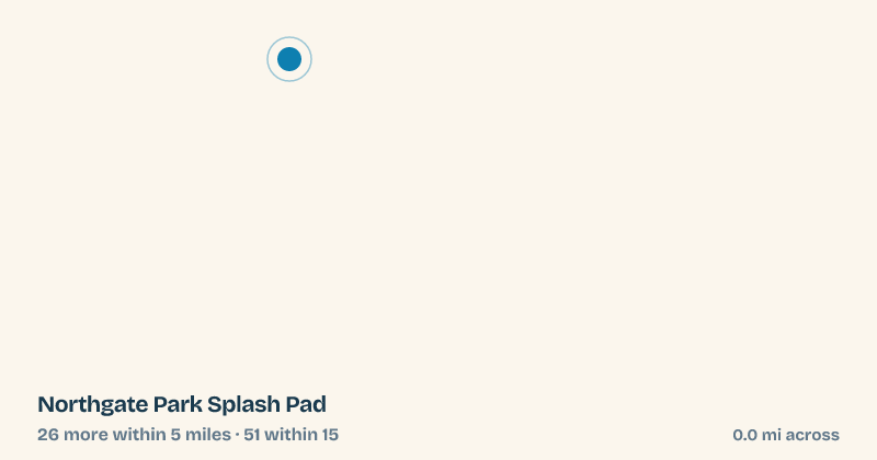 Map of Northgate Park Splash Pad and the 51 other splash pads within 15 miles